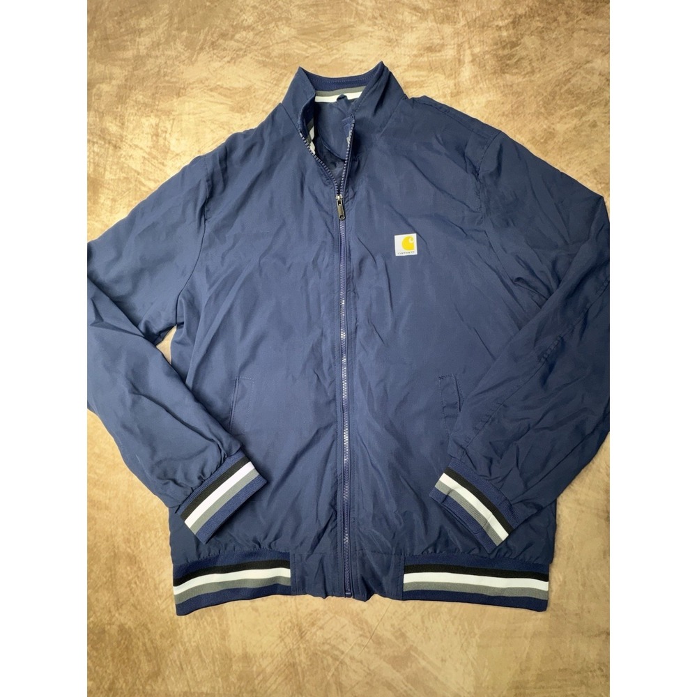 Carhartt Women's Navy Lightweight Bomber Jacket 2XL Varsity Stripe Full Zip